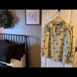 Ann Taylor Jaguar Print Safari Blouse
